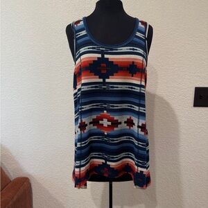 Women's Sleeveless Aztec Print Top - Multicolor